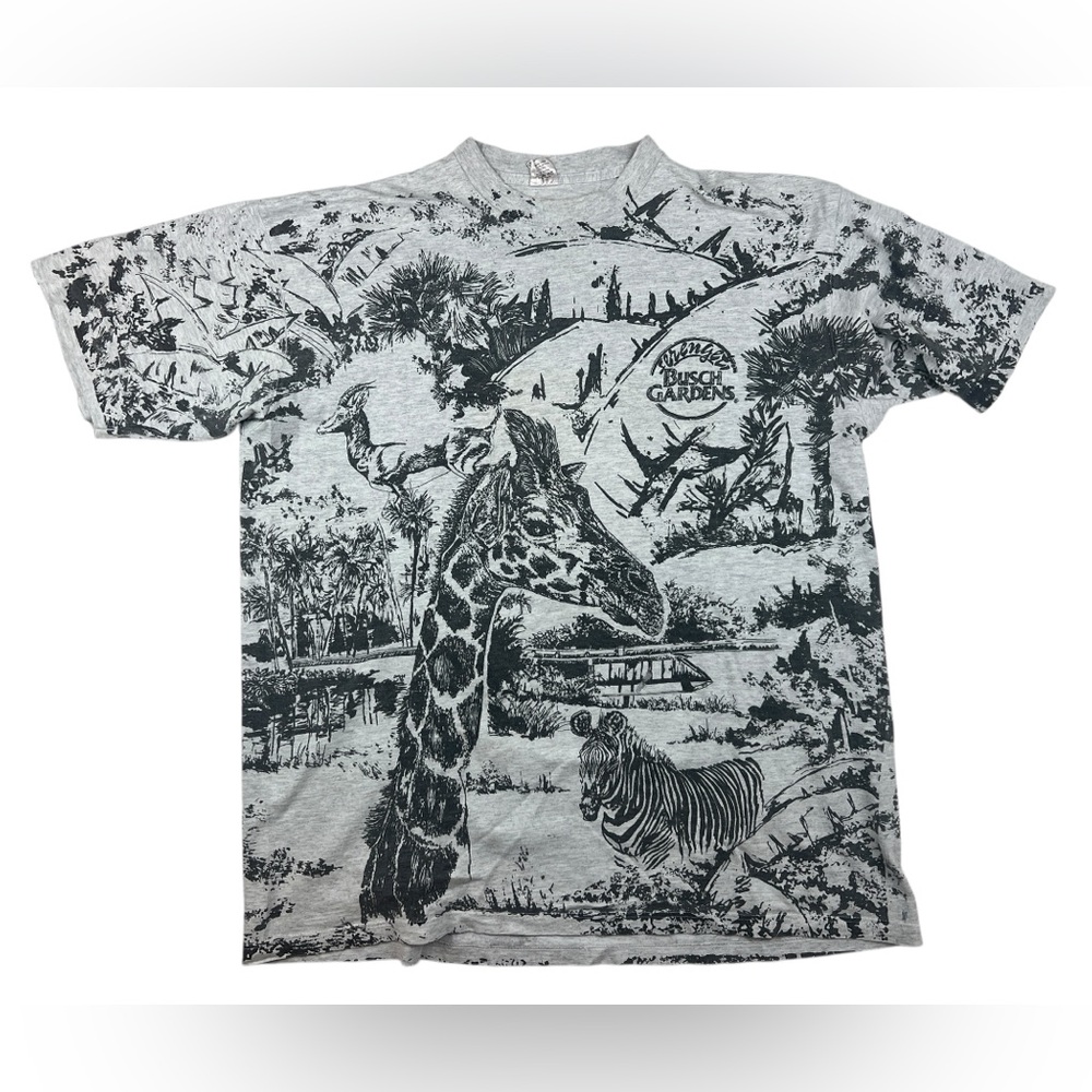 Serengeti Busch Gardens T Shirt Mens XXL All Over Print AOP Vintage USA 2XL